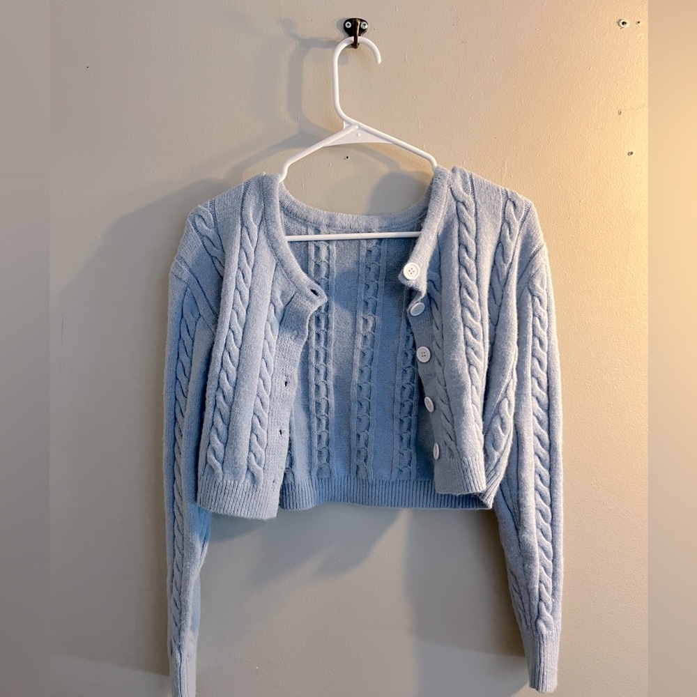 Blue Button-Up Sweater